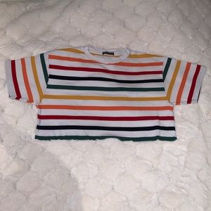 Brandy melville cropped rainbow stripe top